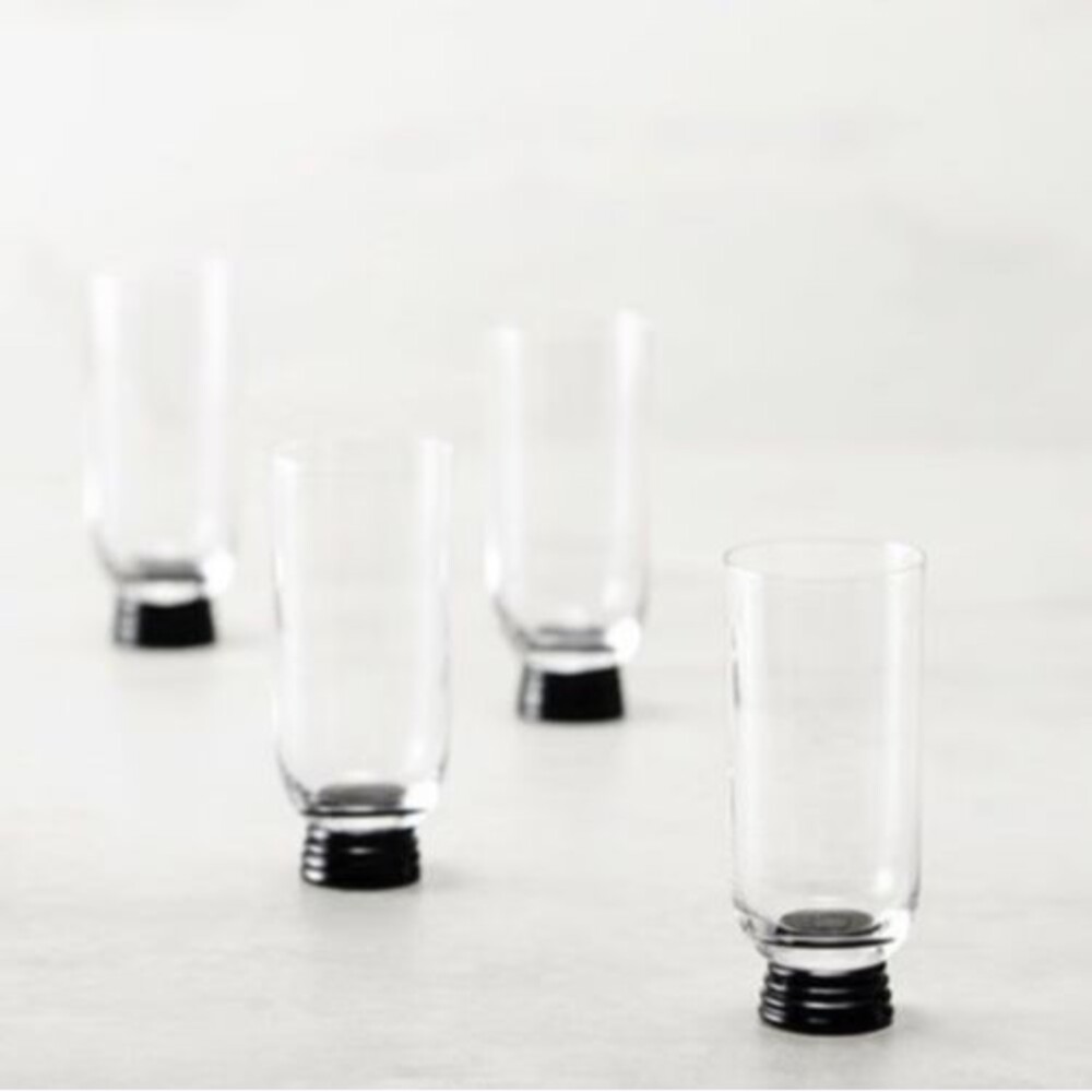 Fortessa Trevi Glass, 10 Ounce Sparkling Wine/Champagne (Set of 4), Black/Clear